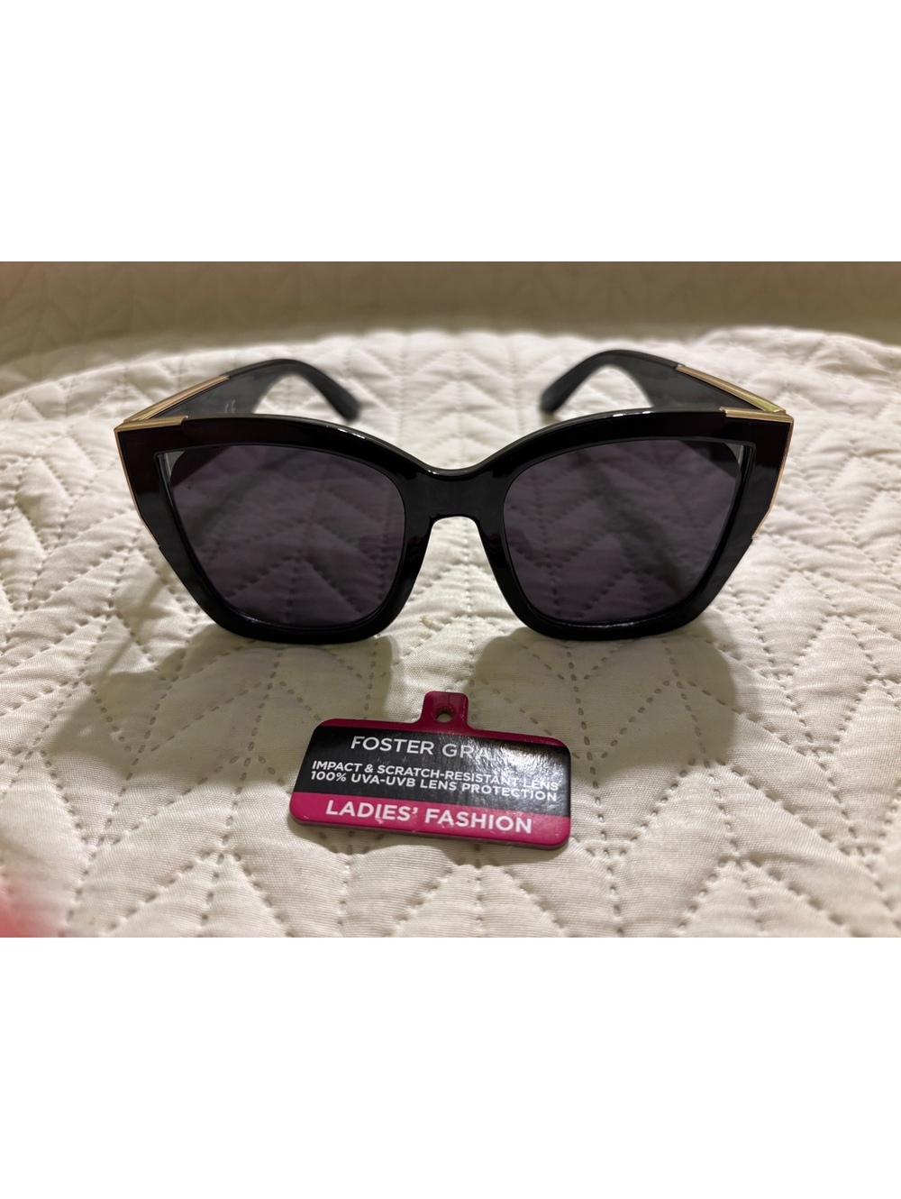 Foster Grant Ladies' Fashion Black Cat Eye Sunglasses